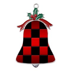 Black And Red Backgrounds- Metal Holly Leaf Bell Ornament by Amaryn4rt