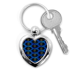 Blue Bee Hive Pattern Key Chain (heart) by Amaryn4rt