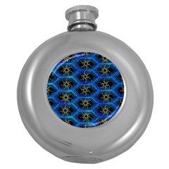 Blue Bee Hive Pattern Round Hip Flask (5 Oz) by Amaryn4rt