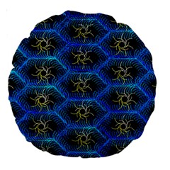 Blue Bee Hive Pattern Large 18  Premium Round Cushions by Amaryn4rt