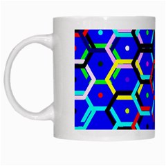 Blue Bee Hive Pattern White Mug by Amaryn4rt