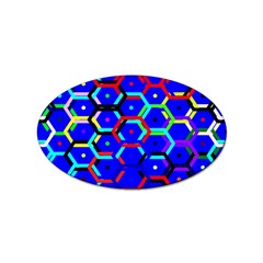 Blue Bee Hive Pattern Sticker Oval (100 Pack) by Amaryn4rt