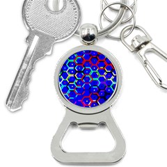 Blue Bee Hive Pattern Bottle Opener Key Chain by Amaryn4rt