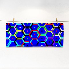 Blue Bee Hive Pattern Hand Towel by Amaryn4rt