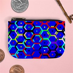 Blue Bee Hive Pattern Mini Coin Purse by Amaryn4rt