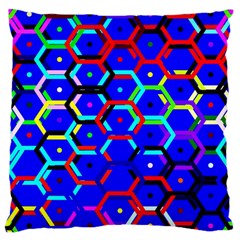 Blue Bee Hive Pattern Large Cushion Case (two Sides) by Amaryn4rt