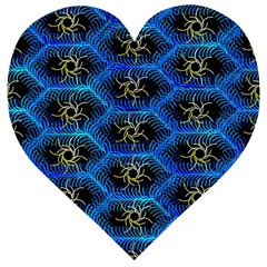 Blue Bee Hive Pattern Wooden Puzzle Heart by Amaryn4rt