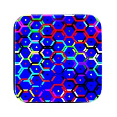 Blue Bee Hive Pattern Square Metal Box (black) by Amaryn4rt