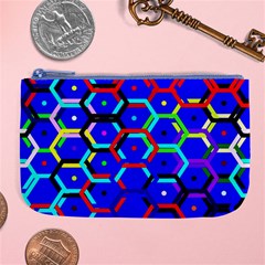 Blue Bee Hive Pattern Large Coin Purse by Amaryn4rt