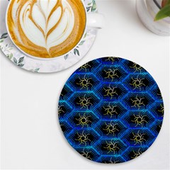 Blue Bee Hive Pattern Uv Print Round Tile Coaster by Amaryn4rt