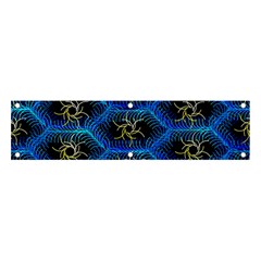 Blue Bee Hive Pattern Banner And Sign 4  X 1  by Amaryn4rt