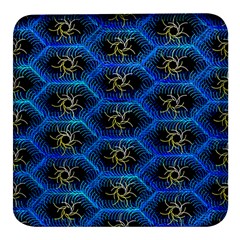 Blue Bee Hive Pattern Square Glass Fridge Magnet (4 Pack) by Amaryn4rt