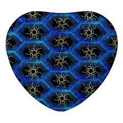 Blue Bee Hive Pattern Heart Glass Fridge Magnet (4 Pack) by Amaryn4rt