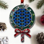 Blue Bee Hive Pattern Metal X Mas Lollipop with Crystal Ornament Front