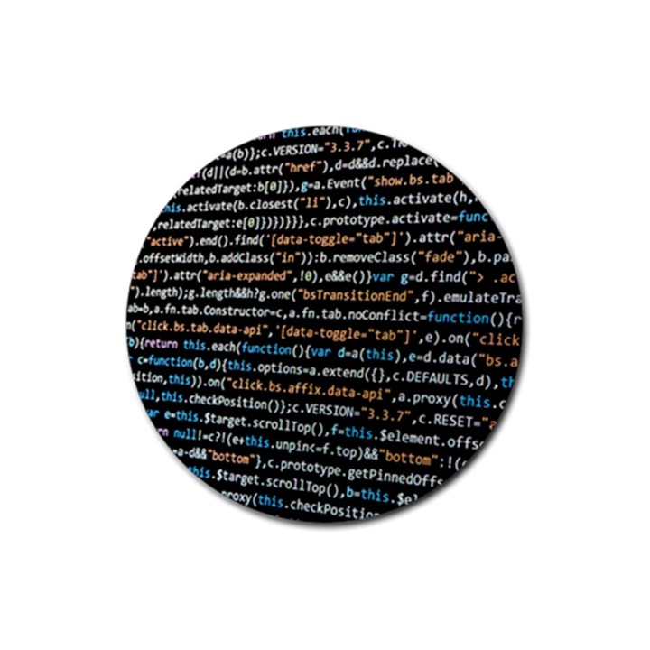 Close Up Code Coding Computer Rubber Round Coaster (4 pack)