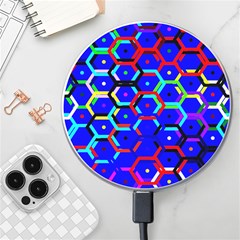 Blue Bee Hive Pattern Wireless Fast Charger(white) by Amaryn4rt