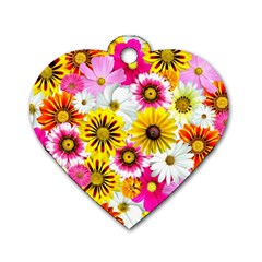 Flowers Blossom Bloom Nature Plant Dog Tag Heart (two Sides) by Amaryn4rt