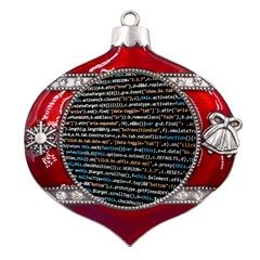 Close Up Code Coding Computer Metal Snowflake And Bell Red Ornament by Amaryn4rt