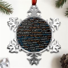 Close Up Code Coding Computer Metal Small Snowflake Ornament by Amaryn4rt