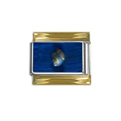 Fish Blue Animal Water Nature Gold Trim Italian Charm (9mm) by Amaryn4rt