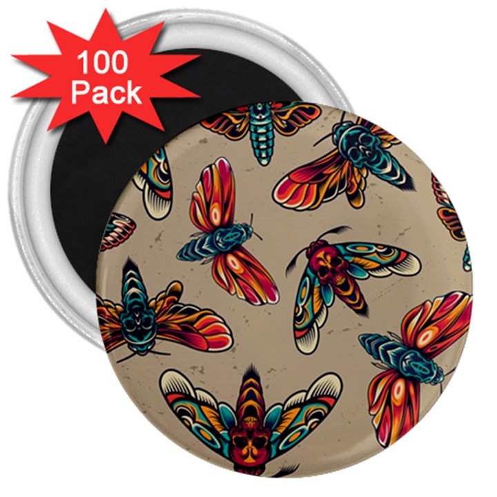 Tattoos Colorful Seamless Pattern 3  Magnets (100 pack)