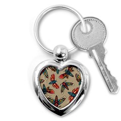 Tattoos Colorful Seamless Pattern Key Chain (heart) by Amaryn4rt