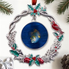 Fish Blue Animal Water Nature Metal X mas Wreath Holly Leaf Ornament by Amaryn4rt