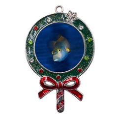 Fish Blue Animal Water Nature Metal X mas Lollipop With Crystal Ornament