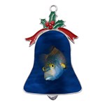 Fish Blue Animal Water Nature Metal Holly Leaf Bell Ornament Front