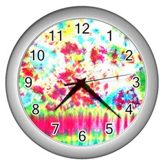 Pattern Decorated Schoolbus Tie Dye Wall Clock (silver) by Amaryn4rt