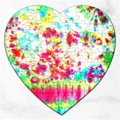 Pattern Decorated Schoolbus Tie Dye Jigsaw Puzzle (heart) by Amaryn4rt