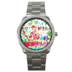 Pattern Decorated Schoolbus Tie Dye Sport Metal Watch by Amaryn4rt