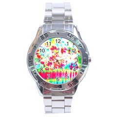 Pattern Decorated Schoolbus Tie Dye Stainless Steel Analogue Watch by Amaryn4rt