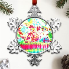 Pattern Decorated Schoolbus Tie Dye Metal Small Snowflake Ornament by Amaryn4rt