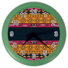 Pattern Ornaments Africa Safari Summer Graphic Color Wall Clock by Amaryn4rt