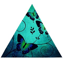 Texture Butterflies Background Wooden Puzzle Triangle by Amaryn4rt