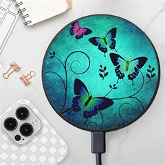 Texture Butterflies Background Wireless Fast Charger(black) by Amaryn4rt