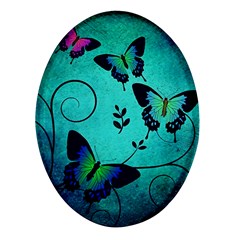 Texture Butterflies Background Oval Glass Fridge Magnet (4 Pack) by Amaryn4rt