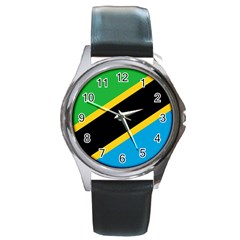 Flag Of Tanzania Round Metal Watch by Amaryn4rt