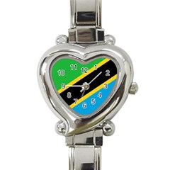 Flag Of Tanzania Heart Italian Charm Watch by Amaryn4rt