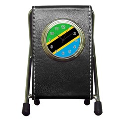 Flag Of Tanzania Pen Holder Desk Clock by Amaryn4rt