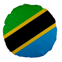 Flag Of Tanzania Large 18  Premium Flano Round Cushions by Amaryn4rt