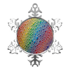 Bubbles Rainbow Colourful Colors Metal Small Snowflake Ornament by Amaryn4rt