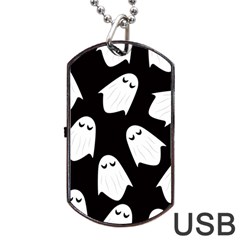 Ghost Halloween Pattern Dog Tag Usb Flash (one Side) by Amaryn4rt