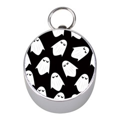 Ghost Halloween Pattern Mini Silver Compasses by Amaryn4rt