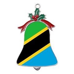 Flag Of Tanzania Metal Holly Leaf Bell Ornament by Amaryn4rt