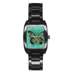 Butterfly Background Vintage Old Grunge Stainless Steel Barrel Watch by Amaryn4rt