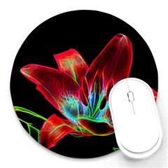 Flower Pattern-design-abstract-background Round Mousepad by Amaryn4rt