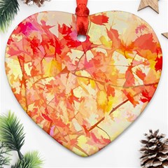 Monotype Art Pattern Leaves Colored Autumn Heart Ornament (two Sides) by Amaryn4rt