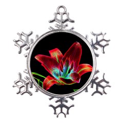 Flower Pattern-design-abstract-background Metal Large Snowflake Ornament by Amaryn4rt